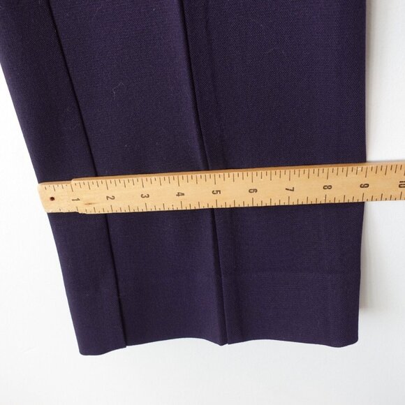 NARCISO RODRIGUEZ Pants Medium Virgin Wool Straight High Waist Tuxedo Navy ITALY - Picture 7 of 14